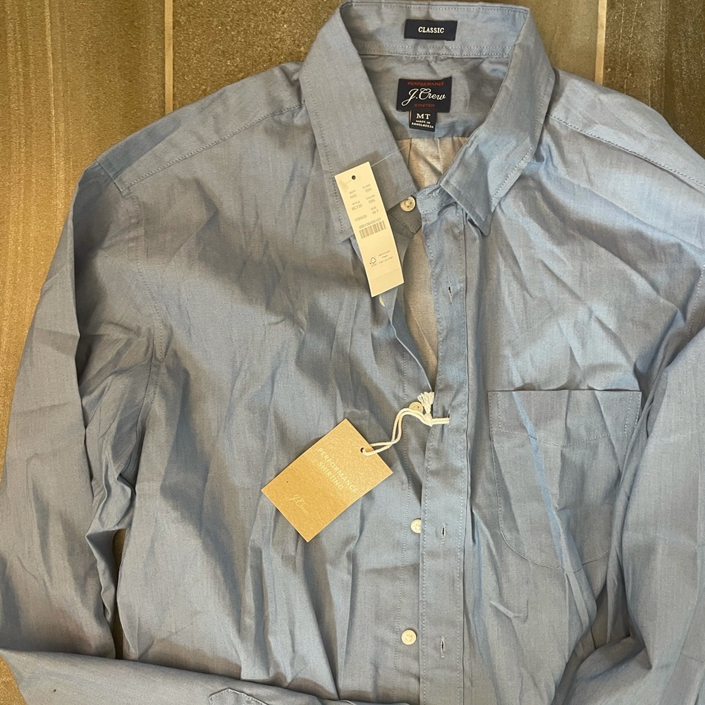 Jcrew men’s light blue dress work shirt brand new with tags size Medium tall